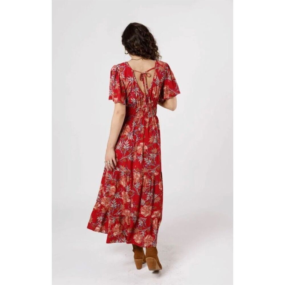 Band Of The‎ Free Abilene V Neck Floral Maxi Dress BoHo Sz Small NWT - Picture 2 of 9